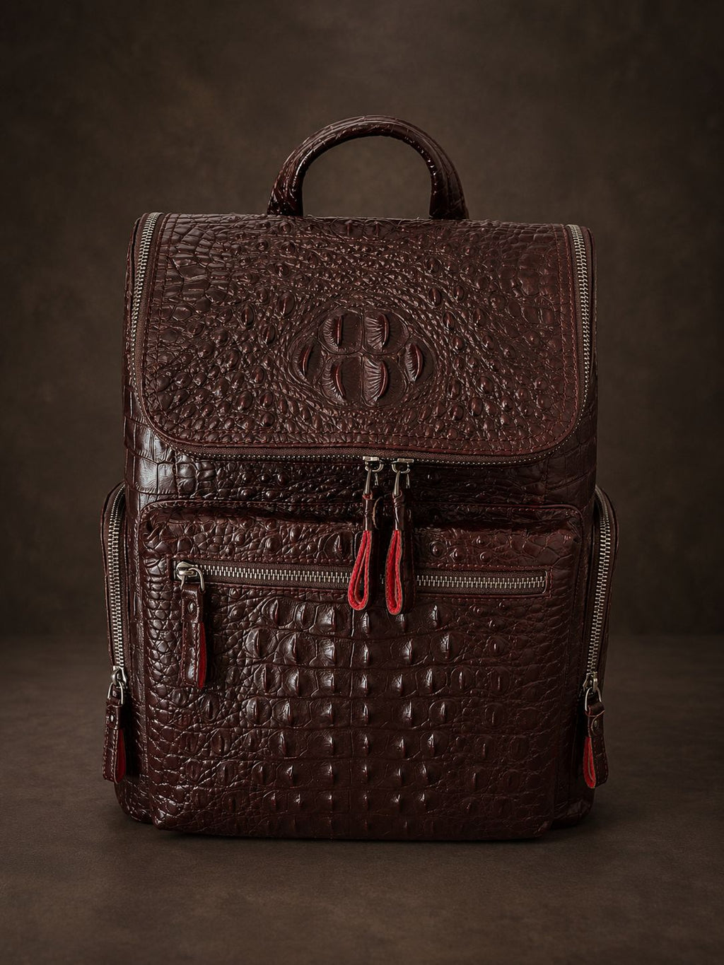 Luxury Genuine Leather Crocodile Pattern Backpack