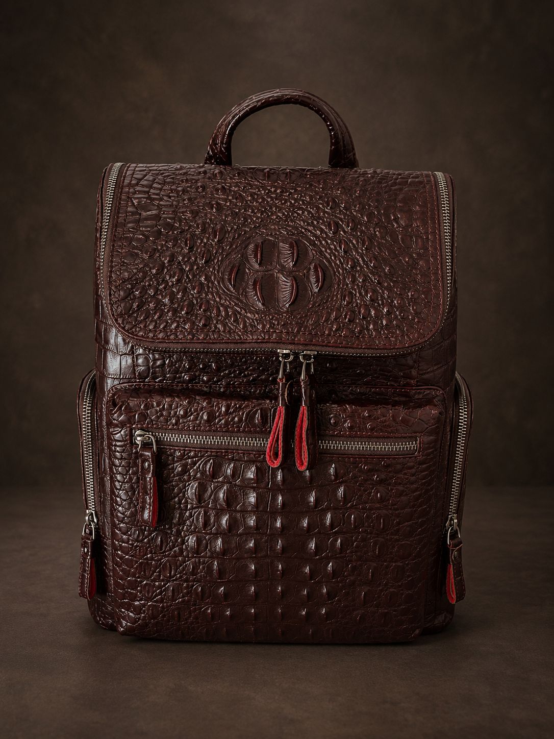Luxury Genuine Leather Crocodile Pattern Backpack
