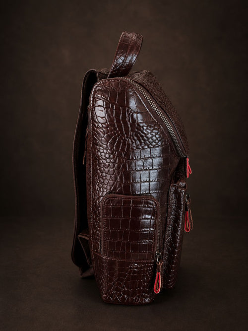 Luxury Genuine Leather Crocodile Pattern Backpack