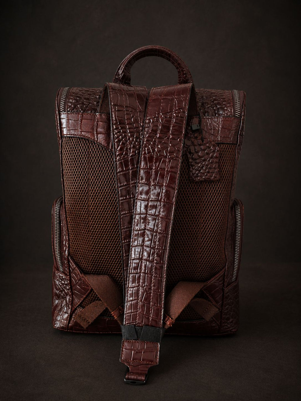 Luxury Genuine Leather Crocodile Pattern Backpack